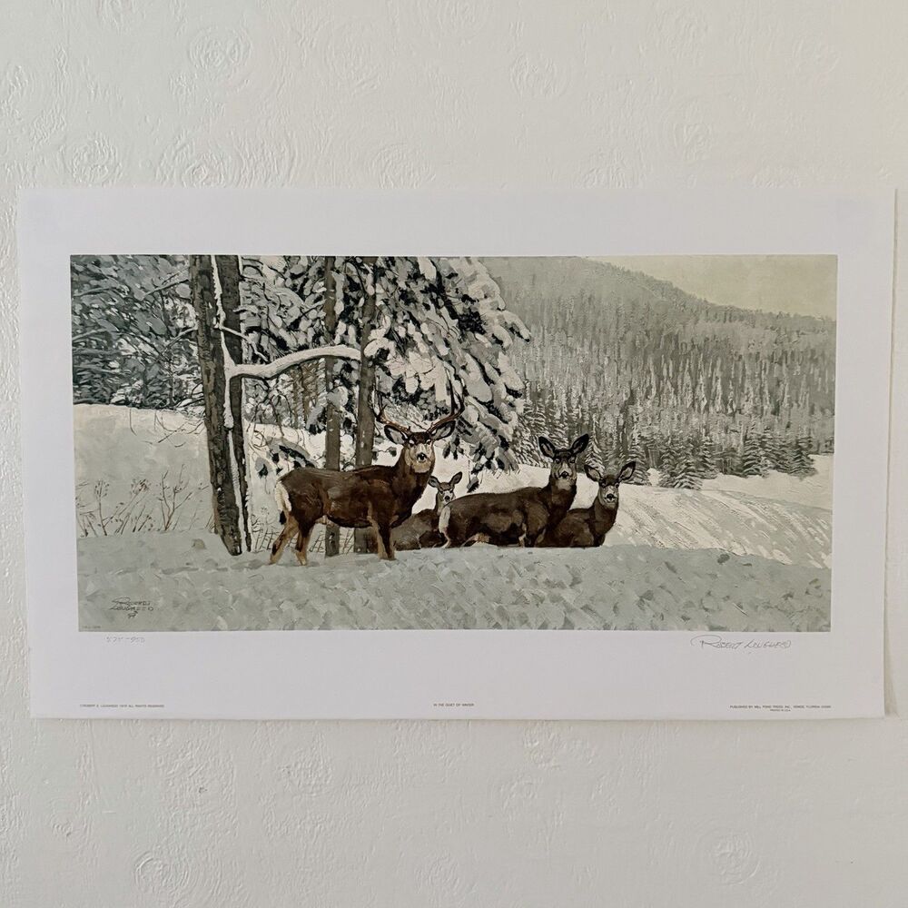 Robert Elmer Lougheed In The Quiet Of Winter Lithograph Print Signed 18 X 29.5”